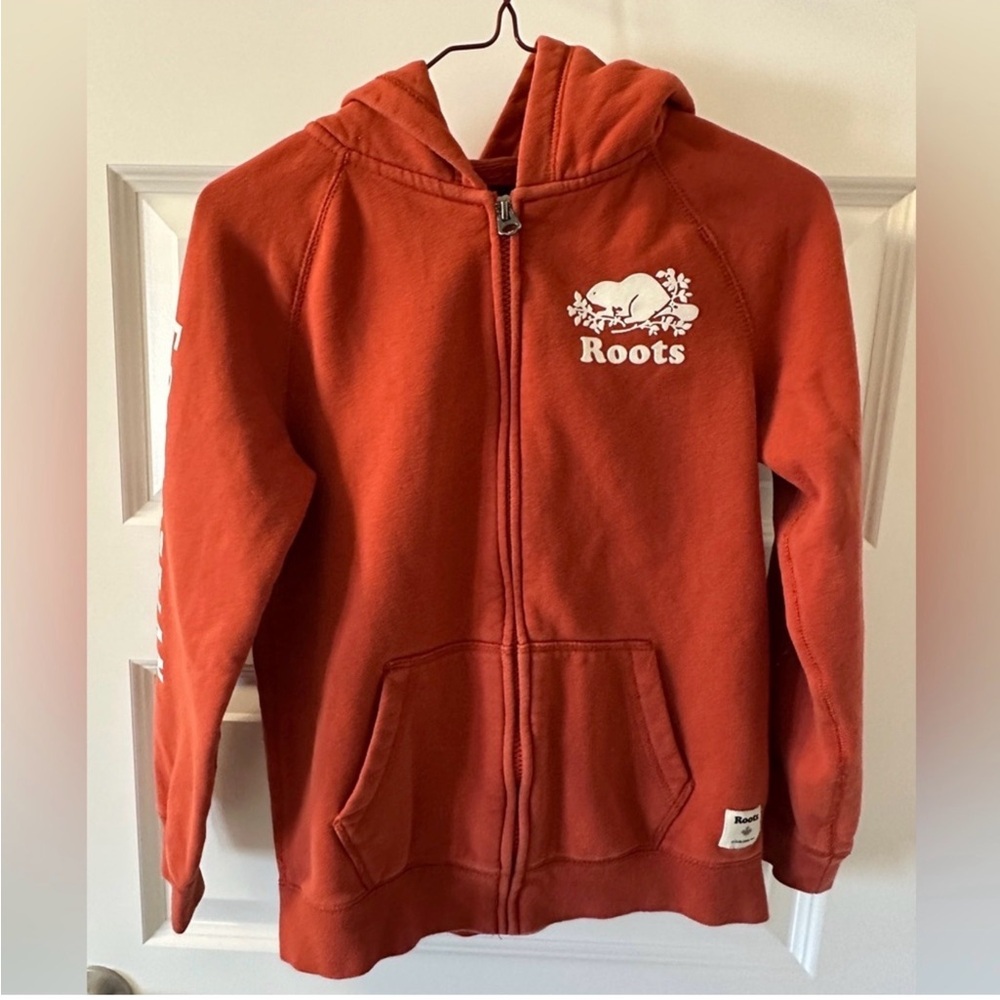 Roots Kids Equestrian Zipper Hoodie Burnt Orange Colour Size 9-10 years